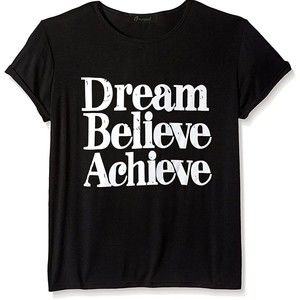 Dream Believe Achieve Black  Graphic T Shirt Juniors Women Size Large NWT